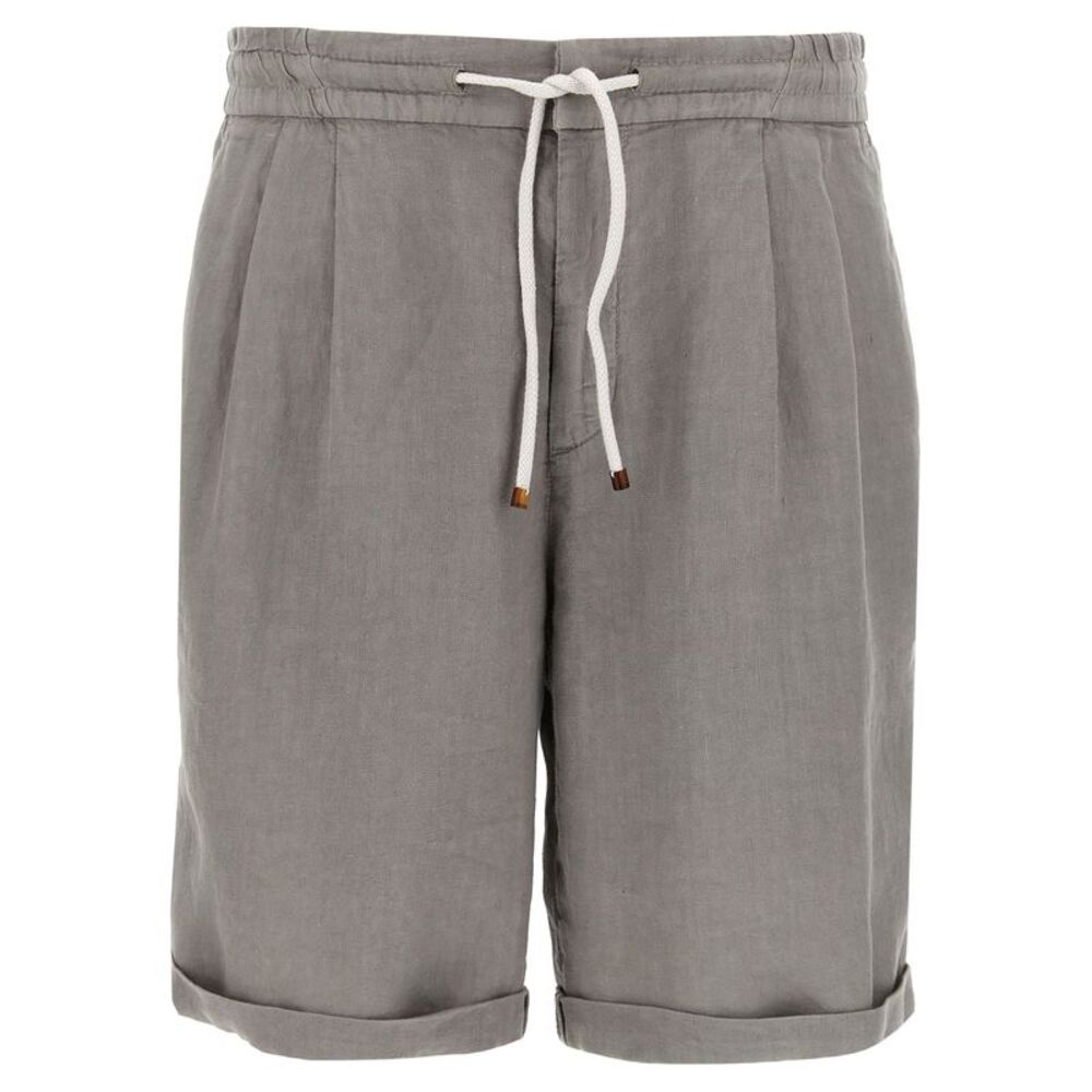 Brunello Cucinelli Gray Linen Bermuda Men's Shorts
